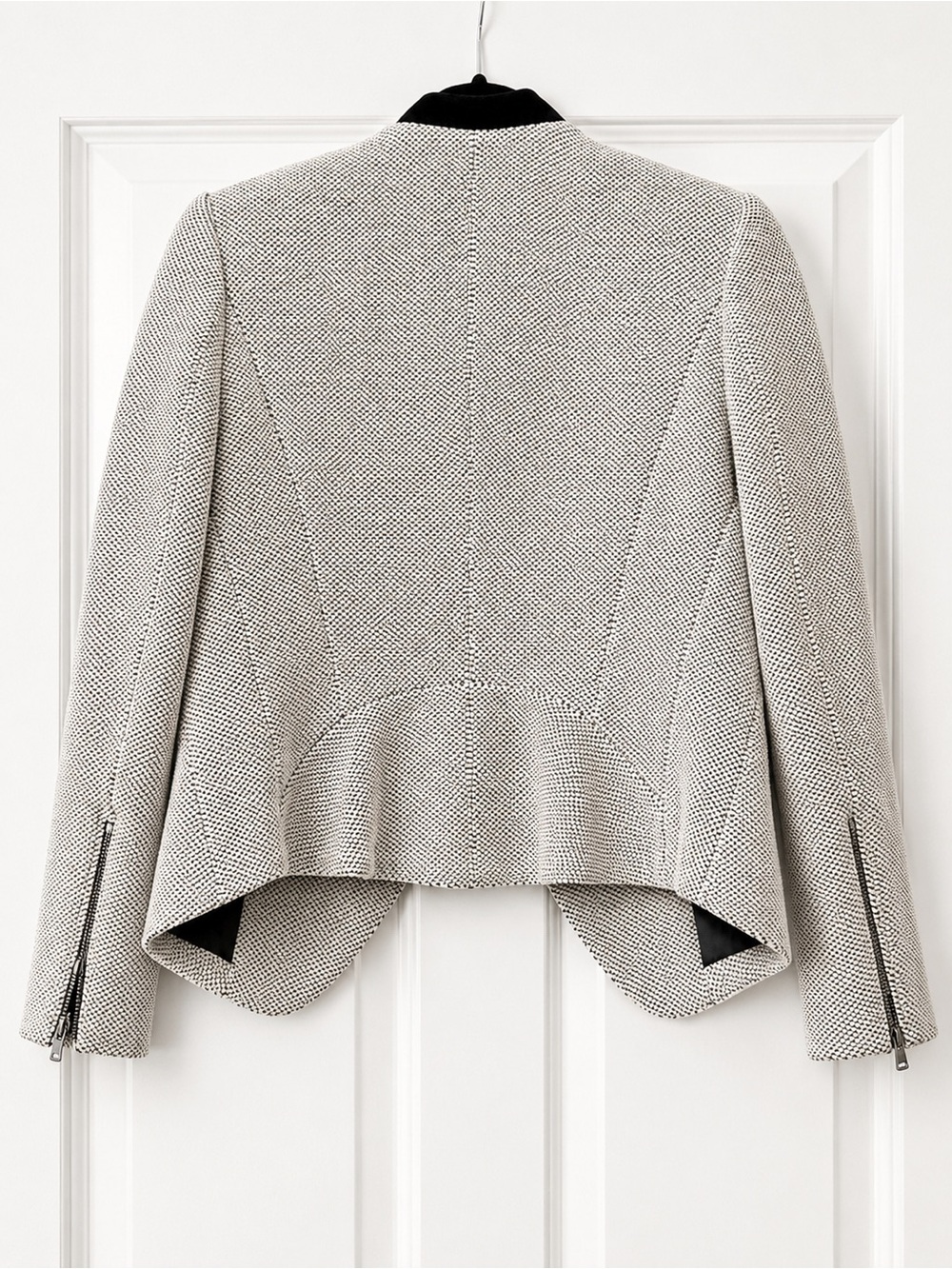 Rebecca Taylor Black & White Textured Collarless Blazer Size 4 Fall Ready! - Picture 4 of 6